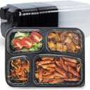 Meal Prep Container, 4 Compartment 40-Pack To Go Containers with Lids Reusable BPA Free Microwave and Freezer Safe Bento Boxes Ideal for Portion Control and Food Storage(34oz) (Black)