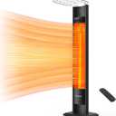 ThermoMate Outdoor Indoor Electric Patio Heater, 1500W 38.5" Portable Tower Infrared Heaer, IP55 Rated Space Radiant Heater with Remote, Timer, Tip-over Protection for Backyard, Restaurant & Garage