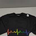 Gay Heartbeat Pride Rainbow Flag LGBTQ Cool LGBT Ally Gift T-Shirt Size Large