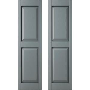 14.75 in. W x 59 in. H Builders Edge, Standard Two Equal Panels, Raised Panel Shutters, Includes Matching Installation Spikes (Per Pair), 419 - Storm Cloud