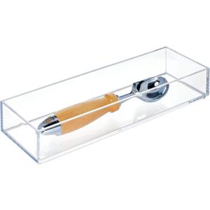 iDesign Clarity Plastic Drawer Organizer, Storage Container for Silverware, Utensils, Kitchen Gadgets in Pantry, Cabinets, Countertops, 4" x 12" x 2" - Clear