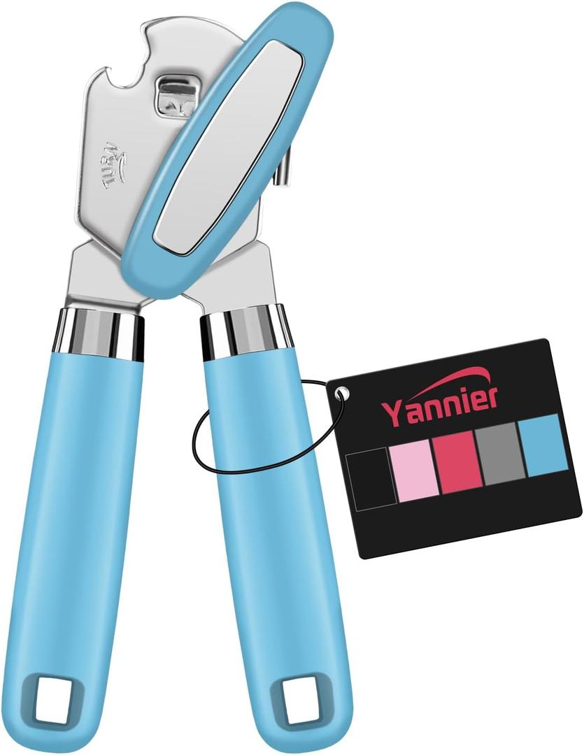 Multifunctional Heavy Duty Can Opener Manual Smooth Edge Can Opener and Bottle Openers with Magnet Durable Sharp Cutting Blade Comfortable Handle Big Effort-Saving Knob Kitchen Tool