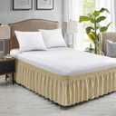 FreshCulture King Bed Skirt, Dust Ruffle for King Size Bed, Easy Fit with 15-Inch Tailored Drop, Elastic Wrap Around Bed Skirt King Size, Hotel Quality Bed Skirts for Adjustable Bed (Beige)