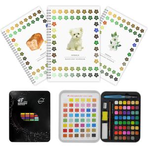 48 Colors Watercolor Paint Set for Adults with Watercolor Workbook-Create 36 Beautiful Paintings,Complete Water Colors Paint Adult Set for Beginners&Artists 3 Pack
