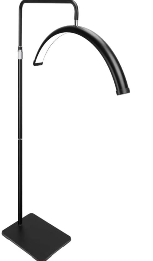 【Larger & Brighter】 Eyelash Lamp - Dimmable LED Floor Lash Light for Eyelash Extensions, Salon SPA, Esthetician, Tattoo Artists - Rotating Half-Moon Head, Shadowless Lighting, Adjustable Brightness