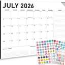 2026-2027 Desk Calendar - 22" x 17", 18 Month Calendar Jul 2026 - Dec 2027, Large Monthly Desktop Calendar with Daily Blocks, Thick Paper, Corner Protectors - Black(2 Stickers Included)