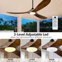 ABZ 52 Inch Ceiling Fans with Lights and Remote Control, Outdoor Ceiling Fan with Light 3 Blades Propeller Solid Wood Ceiling Fan for Indoor Bedroom Living Room, Walnut Wood