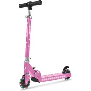 Jetson Jupiter Kids 2-Wheel Light-Up Kick Scooter, LED Lights on Handlebar, Stem, Wheels & Deck, Adjustable Handlebar, Rear Brake, Easy-Folding Mechanism, Ages 5+