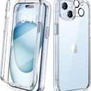 Diaclara Designed for iPhone 15 Plus Case 6.7'', Full Body Rugged Case w/Built-in Touch Sensitive Anti-Scratch Screen Protector+9H Glass Camera Lens Protector, Clear