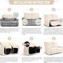 TAOCOCO Recliner Loveseat Slipcover, 6 Pieces Dual Recliner Sofa Covers for 2 Seat Dual Reclining Loveseat Couch, Stretch Soft Jacquard Pattern Furniture Protector with Elasticity (Beige White)