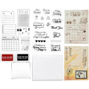 2 x CraftyManor Planner Stamps for Journaling, Clear Stamp for Scrapbooking, Card Making Supplies Set for Crafting, DIY, Photo Album Decor & Junk Journal 5.8x8.3inches (Border + Text Set)