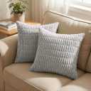 QUORGVES Light Grey Corduroy Pillow Covers 20x20 Inch Set of 2, Soft Striped Decorative Square Throw Pillow Covers, Decor Cushion Covers for Bed Sofa Couch Bedroom Living Room - Light Gray