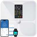 Lepulse Body Fat Scale for Body Weight, 4.68 Large Display with Trend Smart Weight Scale with BMI, Body Fat, Muscle Mass, Heart Rate, Upgraded 20 Body Composition Scale with App, Bathroom Scale White