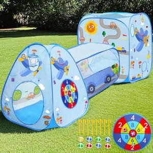 MAIKEHIGH Kids Play Tent with Tunnel and Ball Pit, 3 in 1 Pop Up Toddler Tents Indoor Outdoor Playhouse, Birthday Holiday Toy Gift for Children Baby Girls Boys, 8 Dart Balls Included