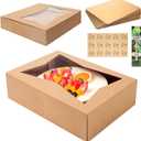 (15 Pack) Cake Boxes with Cake Boards INCLUDED  Easy-Assembly, 14 x 10 x 4 Inch, Dessert Boxes with Window, Stickers  Store & Sell Cakes, Cupcakes, Muffins, & Donuts in Bakery Boxes