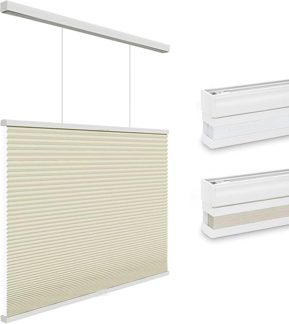 Changshade Top Down Bottom Up Light Filtering Cellular Shades, Cordless Honeycomb Blinds for Windows, for Soft Glow & Daytime Privacy, Thermal Insulated,36" W*72" H,Beige