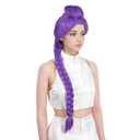 Long Purple Braid Wig For Women,Purple Wig With Braids Ponytail Clip,40",Anime Cosplay,Synthetic Hair,Halloween Costume Adult Accessory