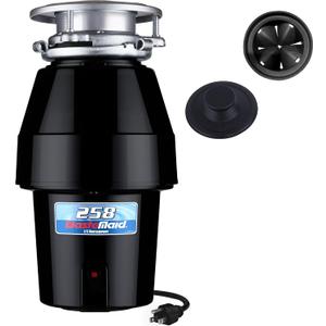 Waste Maid 10-US-WM-258-3B Garbage Disposal Anti-Jam Stainless Steel Food Waste Grinding System, 1/2 HP Mid Duty, Black