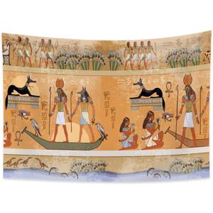 Haoyiyi Egyptian Tapestry Wall Hanging Ancient Egypt Mythology Culture Tapestry Pharaohs Hieroglyphic Carvings Tapestries for Bedroom Living Room Dorm Decor 70.9x63 Inches