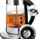 OVENTE 1.7L Electric Tea Kettle with Removable Infuser, Variable Temperature Control, Keep Warm Function, 1500W Fast Heating Water Boiler, BPA Free Borosilicate Glass & Easy to Fill Lid, Silver KG733S (1.8 Quarts)