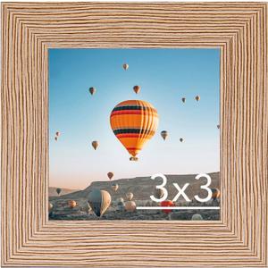 3x3 Picture Frame for Tabletop, 3 x 3 Square Photo Frame with Shatter Resistant Plexiglass, Sturdy 3 by 3 Poster Frame, Rustic Brown
