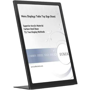 ECKEK Carbon Steel Sign Holder, Slanted Menu Displays, Table Top Sign Stand (L Shape Black A4 210×297mm/ 8.27×11.69 inches)