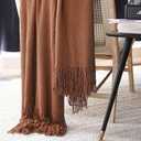 LOMAO Knitted Throw Blanket with Tassels Bubble Textured Lightweight Throws for Couch Cover Home Decor (Caramel, 60x90)