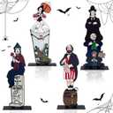 4pcs Haunted Mansion Stretching Portraits Halloween Decoration Haunted Mansion Wooden Centerpiece Signs Halloween Vintage Halloween Table Decorations for Home Decor