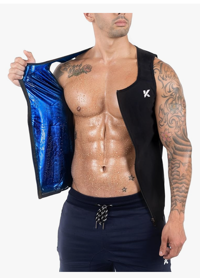 Kewlioo Men's Heat Trapping Zipper Sweat Enhancing Vest - Sauna Suit Shirt Compression Vest Shapewear Top for Gym Exercise , Size L-XL