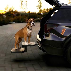 Effortless in & Out for Dogs | Portable Lightweight Design | Easy Slide-in to 2-Inch Trailer Hitch Receiver |Folding Steps for Truck & SUV Hitches, for Medium to Large Dogs
