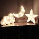 3 PCS 3D Crescent Moon Light Cloud Led Star Lamp, AUSAYE Decorative Night Lights Room Decor NightLight for Kids Adults Birthday Christmas Gifts