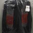 London Fog Black Wool Blend Pea Coat with Red and Gray Scarf, Size XL 