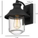 Outdoor Light Fixtures, Clear Glass Shade, Black Wall Sconce