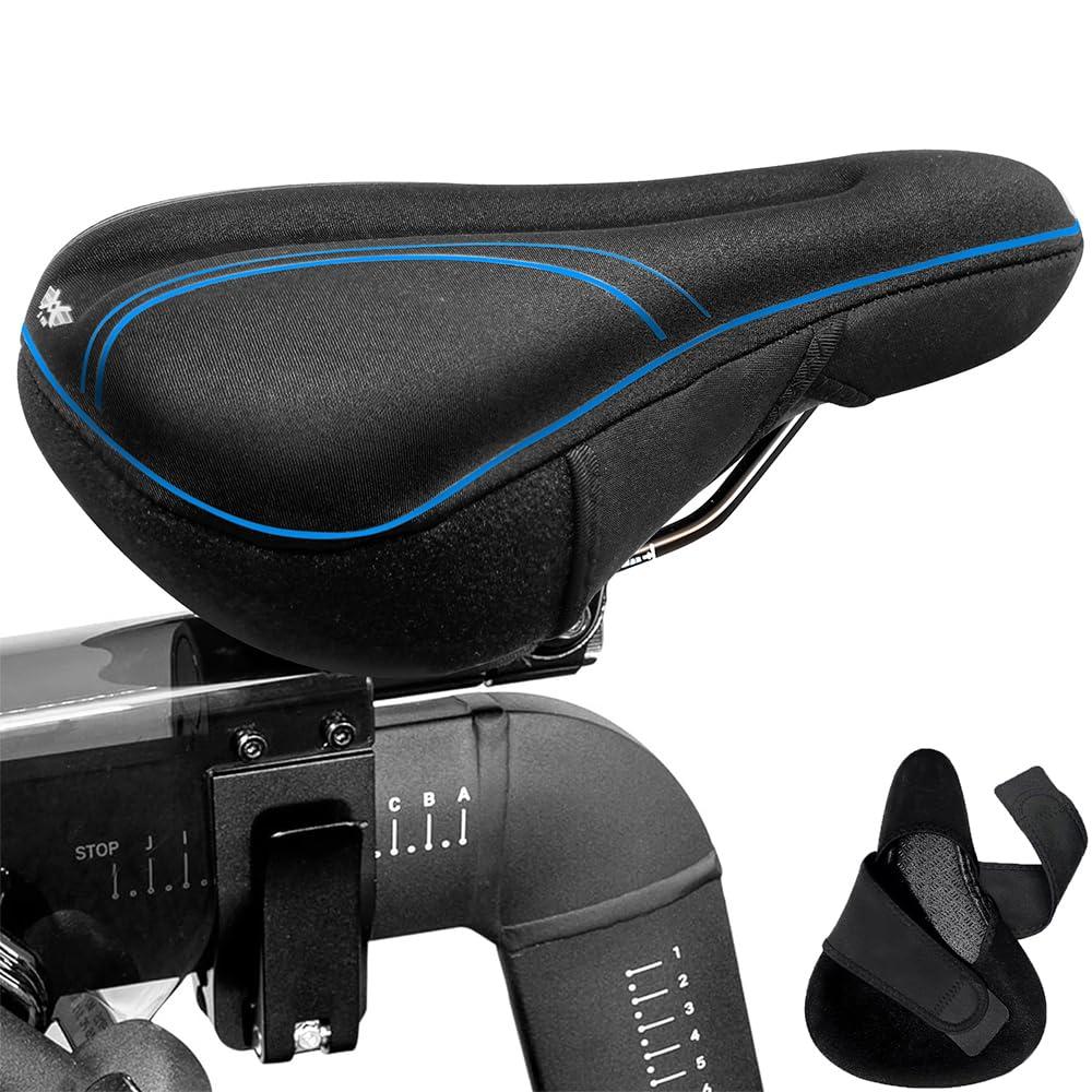 X WING Bike Seat Cover Padded Memory Foam fits Peloton, Peloton Bike+, City, Road & Mountain, Bike Seat Cushion Comfort for Men and Women, Bicycle Seat Cover with Cross-Stitch Velcro Straps