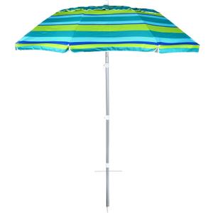 6.5ft beach umbrella with sand anchor, Beach Umbrella for Sand with Tilt, Air vent UPF 50+ Protection Fits in a large Suitcase for Patio Garden Beach Pool Backyard, Green Stripe CH-1501