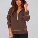 PRETTYGARDEN Women's 2026 Fall Hooded Sweatshirts Long Sleeve Half Zip Cropped Hoodies Pullover Winter Fashion Clothes (Brown, L)