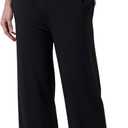 Liberty Pro Womens High-Waisted Ankle-Length Lounge Pants, 26 Inseam Wide Leg Drawstring Casual Bottoms with Pockets (Black, L)