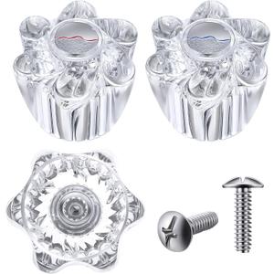 Enhon Shower Knob Replacement, Compatible with Pfister Contessa and Windsor Tub and Shower Faucets, Hot and Cold Faucet Handle Replacement, Newer Style, Clear Acrylic (2 Pieces)