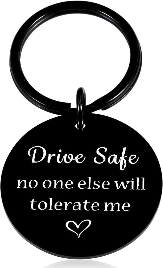 Blue Collar Gifts for Men Him Husband, Drive Safe Keychain, New Driver Gift for Him, Funny Gag Gift Keychain for Teen Boys Girls, Bridesmaid Proposal Gifts, Annversary Giifts for Him Her