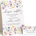 Your Main Event Prints Wildflower Baby Shower Games Diaper Raffle Cards Set, Self-Standing Sign with Matching Raffle Cards, Floral Wild Flower Baby