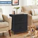 DUMOS Nightstand Small Dresser with 2 Fabric Drawers Side Tables Bedroom End Table Bedside Storage Furniture for 20 inch Tall Night Stand for Entryway, College Dorm, Classic Black, 11.8"D x 18"W x 20"H
