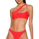 One Shoulder Cutout Bikini Set for Women High Waisted Bottom Swimsuit Two Piece Bathing Suit
(Large, Red)