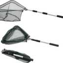 RESTCLOUD Fishing Landing Net with Telescoping Pole Handle, Fishing net Freshwater for Kids Men Women, Extend to 40-63 Inches