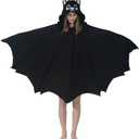 AIYOUYIYA Cozy Bat Costume - Halloween Party Cosplay Hooded Blanket Cape with Bat Wings for Women and Men L