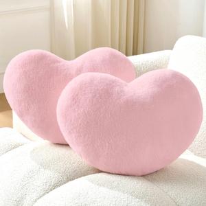 2PCS Throw Pillows Heart Pillow Home Decor Decorative Couch Pillows Bed Pillows Outdoor Pillows,Pink 13"*19" (Large)