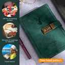 ZukoCert Journal With Lock A5 PU Leather Diary With Lock 240 Pages, Retro Journal With Lock And Key To Protect Your Privacy, Unisex.Deer Head Style, Green