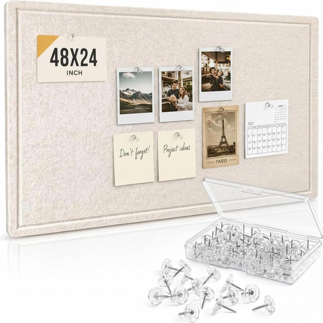 Large Felt Bulletin Board, 48 x 24 Inches Cork Board Alternative