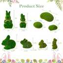9pcs Easter Moss Bunny Decorations for Home, Includes 6 Green Faux Moss Bunnies and 3 Green Faux Moss Stones for Easter Mantel Table Decorations, Flocked Bunny Figurines for Spring Decor