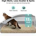 AIPERRO Stainless Steel Litter Box Extra Large for Big Cats and Multi-Cats | Jumbo Extra Large Metal Cat Box with High Sided Lid, Anti-Urine Leakage, Non-Stick,Include Litter Scoop