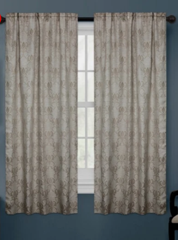 Zenna Home Linen Damask Blackout Rod Pocket Single Curtain Panel, Tan - 40"x84